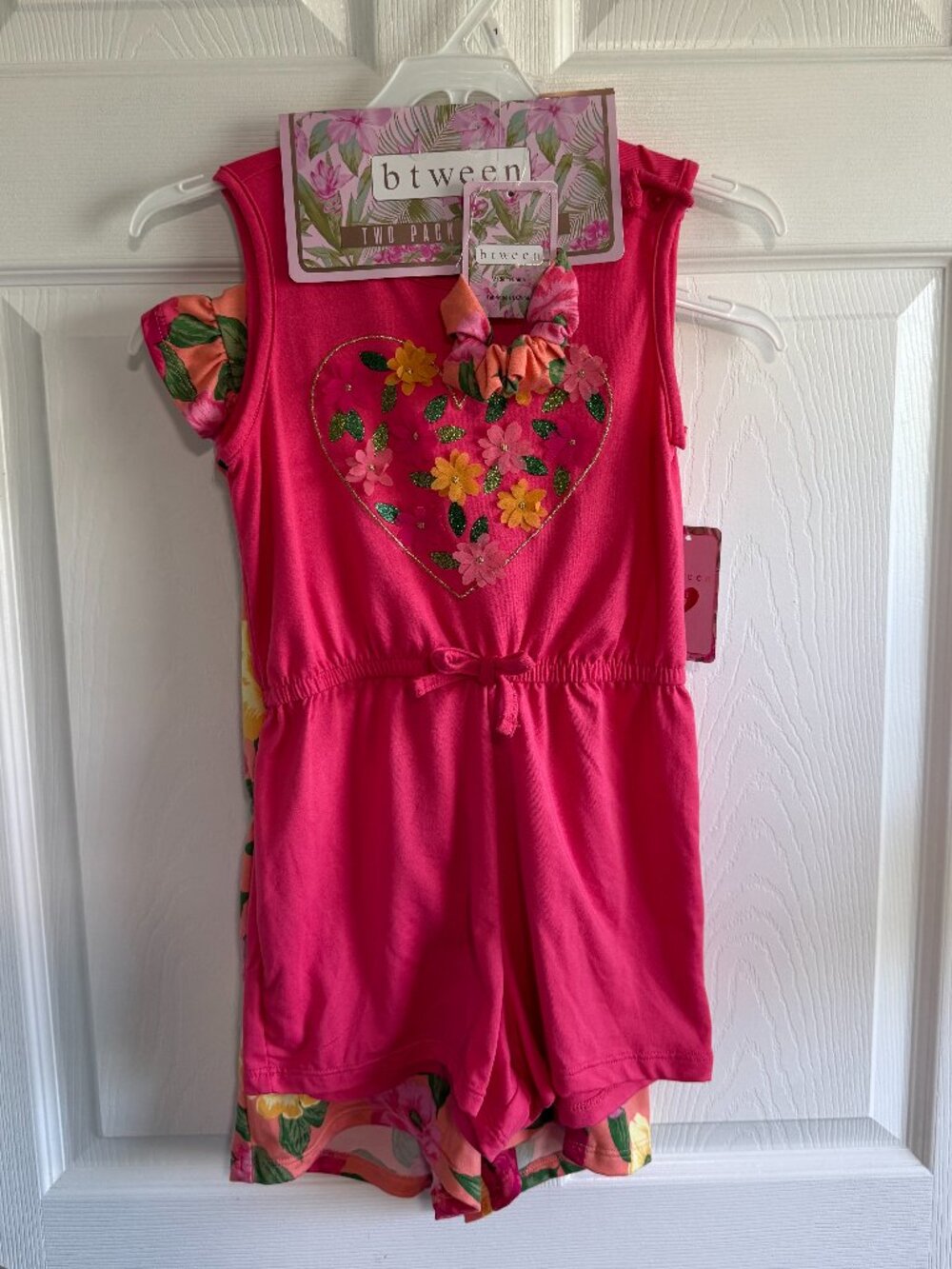 NWT Btween Girls Size 7 Set of 2 Floral Rompers